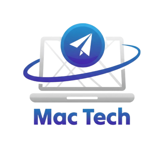 logo pc bleu avec écrit "Mac Tech" en dessous