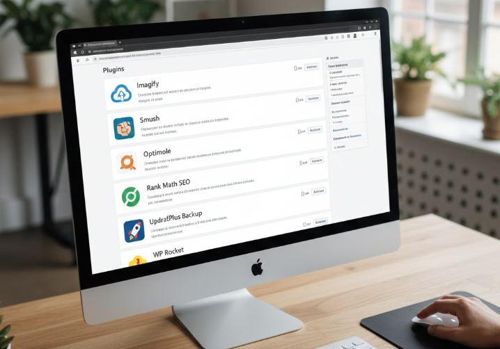 écran PC afficahnt les extensions WordPress pour optimiser les images