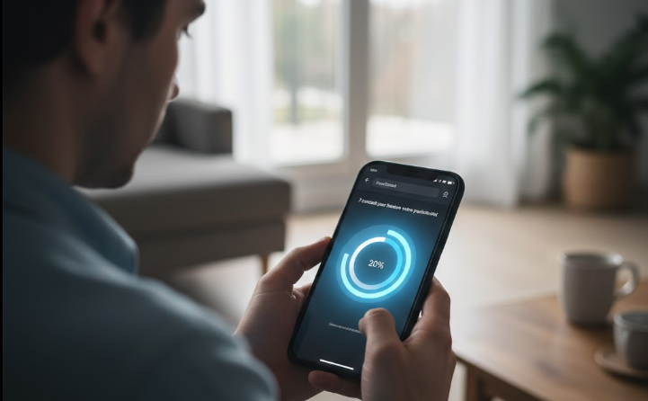 zoom sur un internaute sur son smartphone en train d'attendre que la page web charge