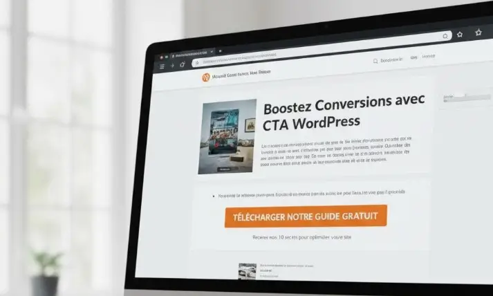 écran pc montrant un article avec un bouton CTA