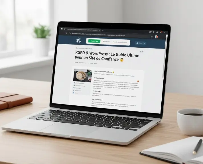 écran laptop avec un page WordPress avec les cookies pour le RGPD